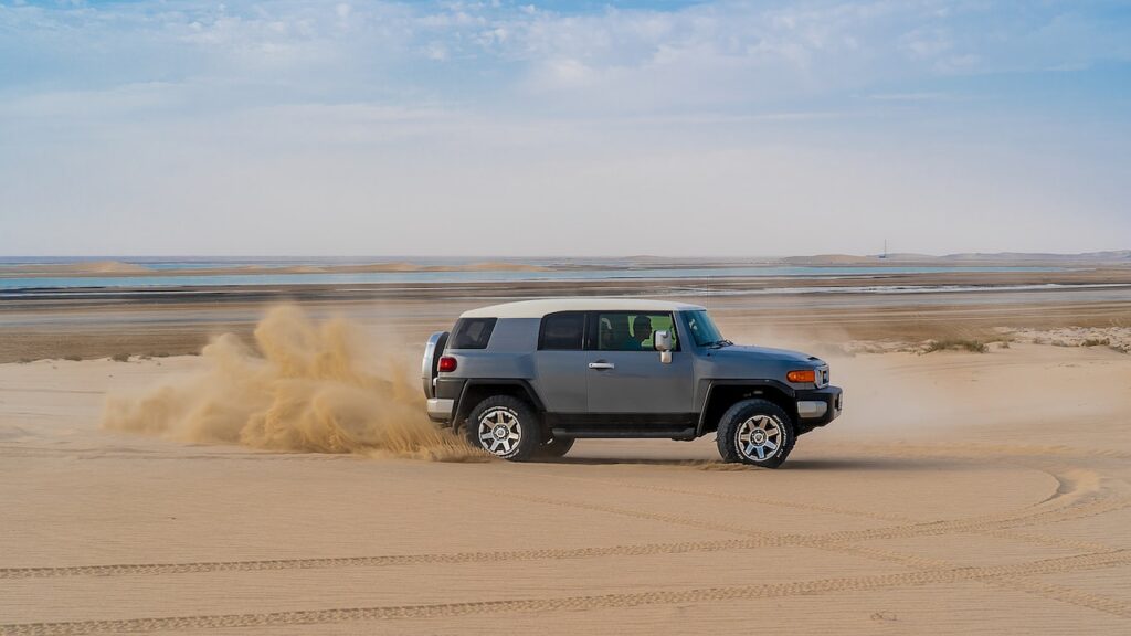 driving on the beach in a 4wd, beach driving