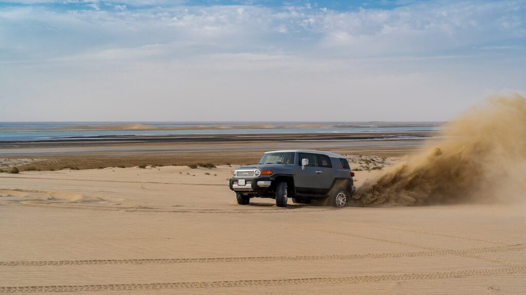 driving on the beach in a 4wd, beach driving